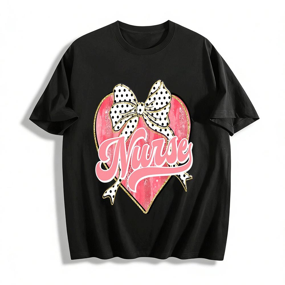 Polka Dot Bow Nurse Themed Print Casual Top For Women Pure cotton T-shirt XXS
Polka Dot Bow Nurse Themed Print Casual Top For Women Pure cotton T-shirt XXS
