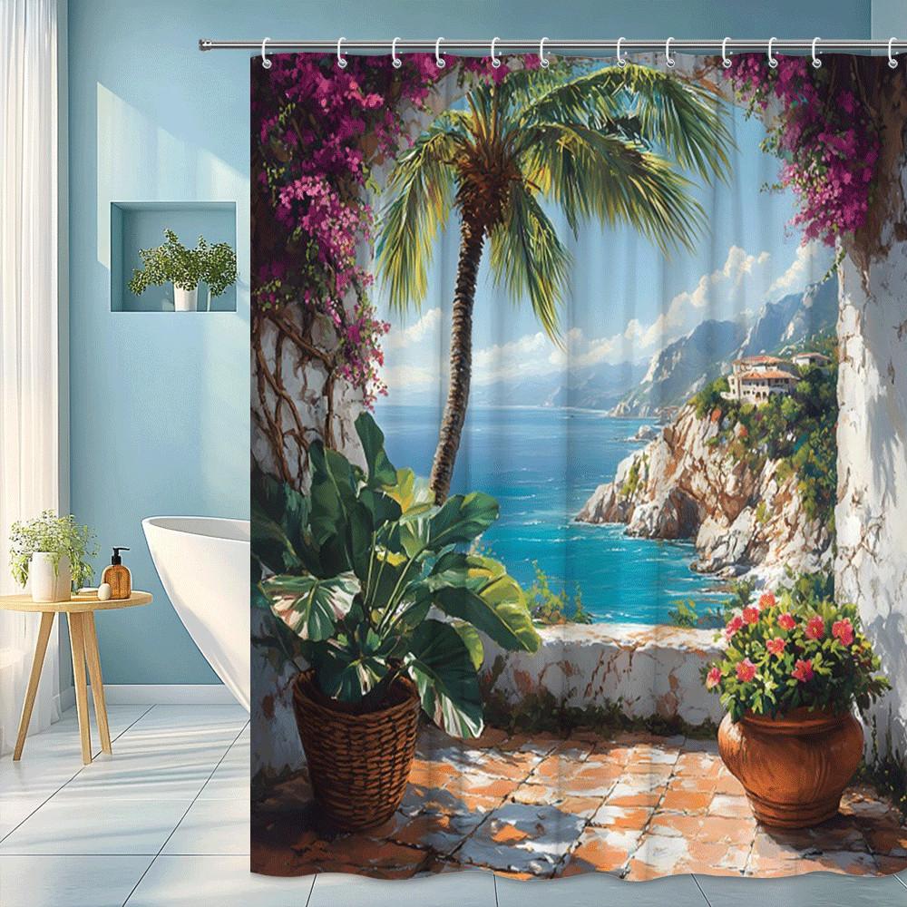 Tropical Ocean View Shower Curtain Palm Tree Beach Scene Waterproof Mildew Resistant Fabric For Bathroom Decor Non-Toxic W60H190(CM)-1 Pcs
Tropical Ocean View Shower Curtain Palm Tree Beach Scene Waterproof Mildew Resistant Fabric For Bathroom Decor Non-Toxic W60H190(CM)-1 Pcs