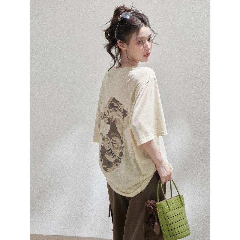 Women Feather Print Loose Short Sleeve Tee XXL абрикосовий
Women Feather Print Loose Short Sleeve Tee XXL абрикосовий