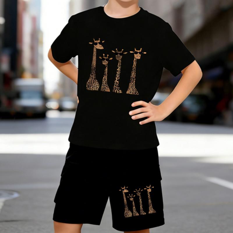 Boys 2 Piece Cartoon giraffe printed outfit, Short Sleeve T-Shirt and Shorts Set for Kids Age 5-14,Black ,White Sporty Casual Summer Clothes 5-6 Years чёрный
Boys 2 Piece Cartoon giraffe printed outfit, Short Sleeve T-Shirt and Shorts Set for Kids Age 5-14,Black ,White Sporty Casual Summer Clothes 5-6 Years чёрный