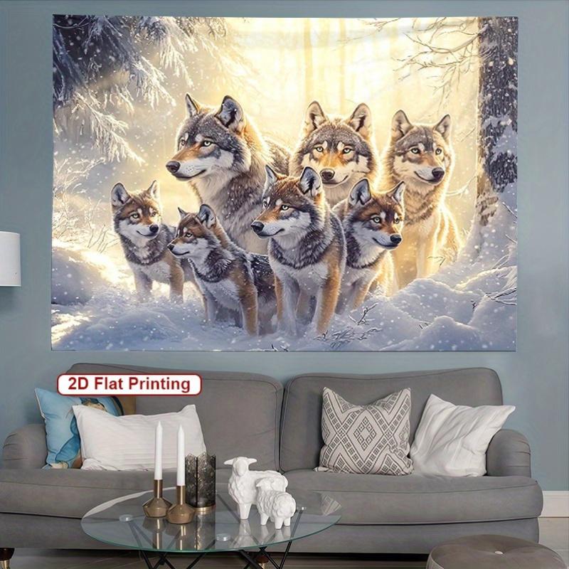 Wolf Pack Scene Tapestry Snowy Forest Landscape Nature Wildlife Wall Hanging Polyester Fabric for Bedroom or Dorm Decor 74x94cm(29x37in)
Wolf Pack Scene Tapestry Snowy Forest Landscape Nature Wildlife Wall Hanging Polyester Fabric for Bedroom or Dorm Decor 74x94cm(29x37in)