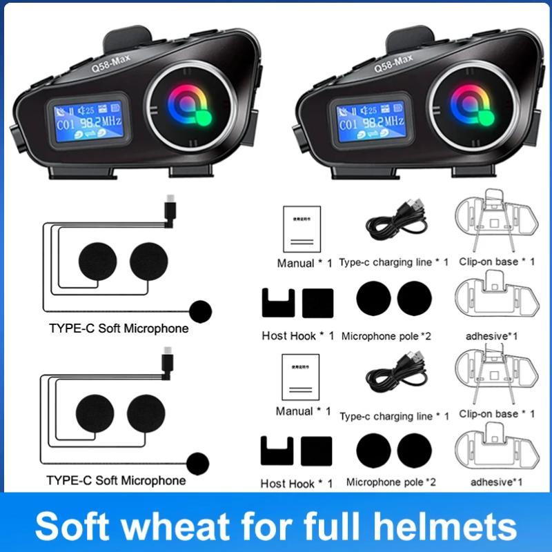 Мотоциклетный домофон, гарнитура для шлема BT5.3, 500 м, интерком, Moto, FM-радио, музыка, наушники с ЖК-дисплеем для 2 гонщиков, Q58-Max 2Pcs Soft Mic
Мотоциклетный домофон, гарнитура для шлема BT5.3, 500 м, интерком, Moto, FM-радио, музыка, наушники с ЖК-дисплеем для 2 гонщиков, Q58-Max 2Pcs Soft Mic