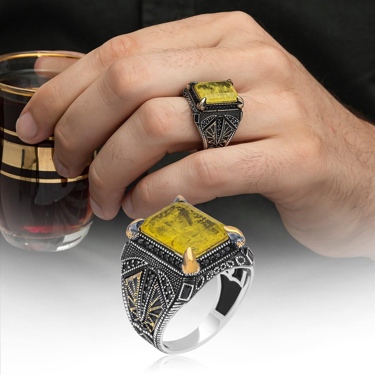 Мужское кольцо из стерлингового серебра 925 пробы с желтым камнем Параиба 17
Мужское кольцо из стерлингового серебра 925 пробы с желтым камнем Параиба 17