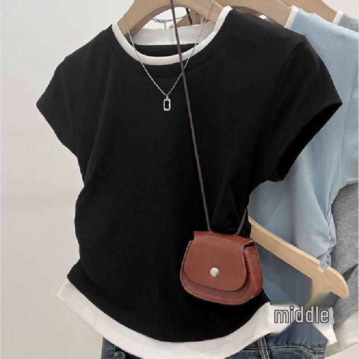 Серая футболка с эффектом двухслойности, открывающая плечи, с драпировкой - женский облегающий летний шик, короткий топ XL чёрный
Серая футболка с эффектом двухслойности, открывающая плечи, с драпировкой - женский облегающий летний шик, короткий топ XL чёрный