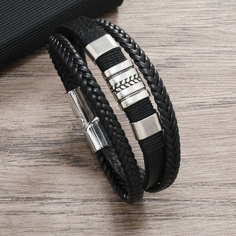 Men s Hand Accessories Retro Braided Leather Bracelet with Metal Accents Magnetic Closure Wrist Cuff Bracelets 21cm чорний
Men s Hand Accessories Retro Braided Leather Bracelet with Metal Accents Magnetic Closure Wrist Cuff Bracelets 21cm чорний