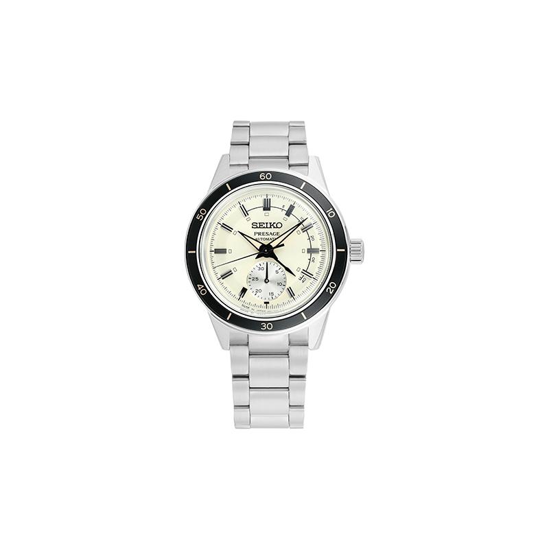 SEIKO Presage Series Basic Line Style 60 s Retro Style Mechanical Movement Steel Strap Men s Watch White Dial SSA447J1
SEIKO Presage Series Basic Line Style 60 s Retro Style Mechanical Movement Steel Strap Men s Watch White Dial SSA447J1