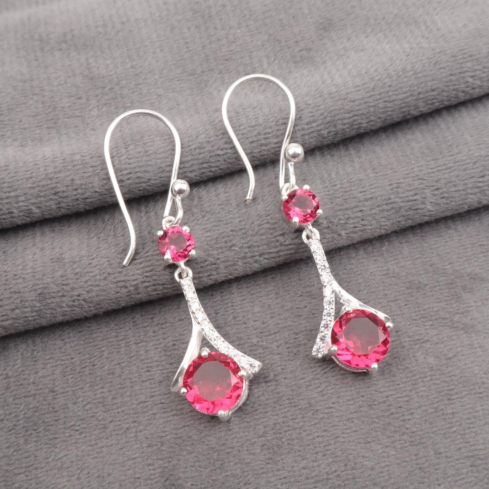 Pink Rubellite Gemstone 925 Stamped Silver Jewelry Zircon Wedding Earring 1.84 CZE-9-9
Pink Rubellite Gemstone 925 Stamped Silver Jewelry Zircon Wedding Earring 1.84 CZE-9-9