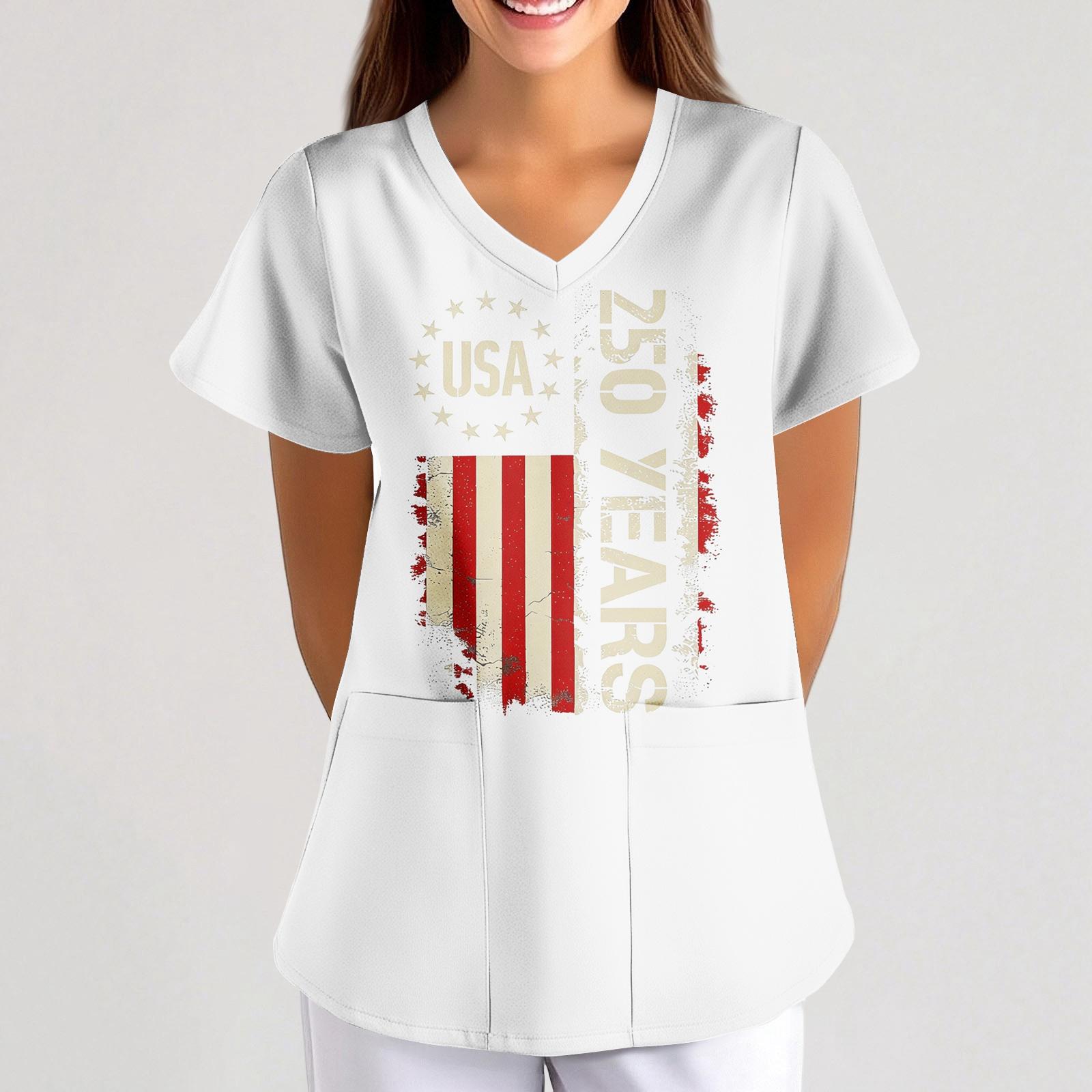 Women’s V Neck Short Sleeve Top with USA 250 Years Print Two Front Pockets Comfortable Fit for Daily Wear XL білий
Women’s V Neck Short Sleeve Top with USA 250 Years Print Two Front Pockets Comfortable Fit for Daily Wear XL білий