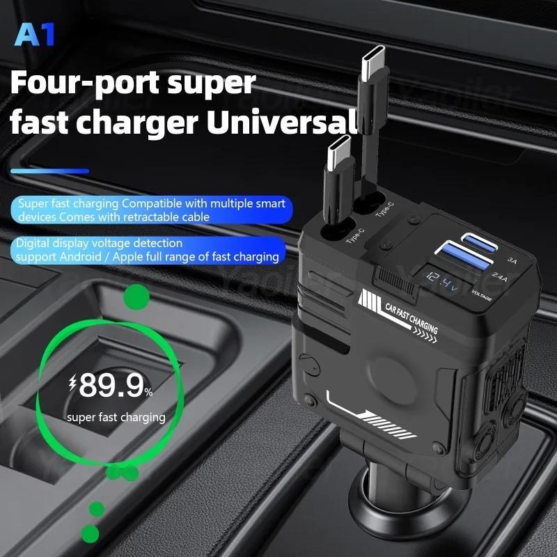 НОВОЕ 4 в 1 супер быстрое автомобильное зарядное устройство USB для телефона с выдвижными кабелями 2 порта USB автомобильное зарядное устройство адаптер для iPhone Huawei Samsung
НОВОЕ 4 в 1 супер быстрое автомобильное зарядное устройство USB для телефона с выдвижными кабелями 2 порта USB автомобильное зарядное устройство адаптер для iPhone Huawei Samsung
