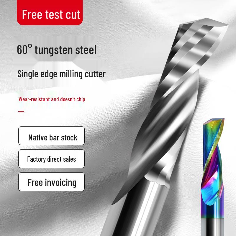 60° Tungsten Steel Single Flute Spiral Milling Cutter, 3.175mm, for Aluminum, Acrylic, PVC Plastic Engraving Machine, Cutter Head 4mm/6mm Aluminum φ3.175*17*38L
60° Tungsten Steel Single Flute Spiral Milling Cutter, 3.175mm, for Aluminum, Acrylic, PVC Plastic Engraving Machine, Cutter Head 4mm/6mm Aluminum φ3.175*17*38L
