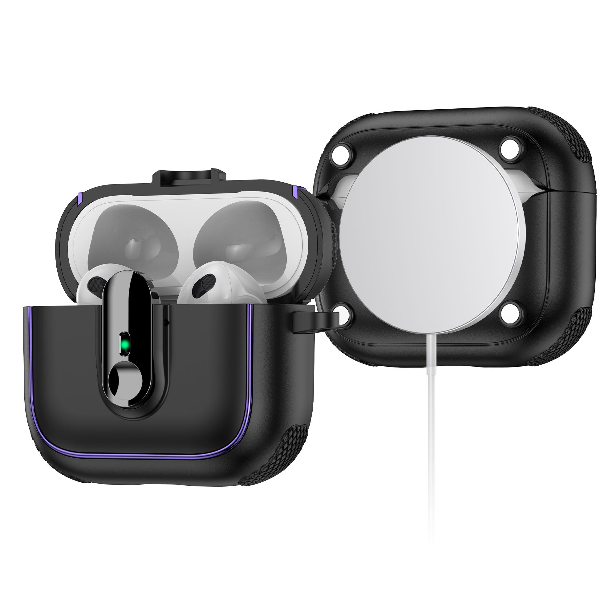 For Apple AirPods 3 Case Armor Electroplated TPU + PC Earphone Cover with Lock Buckle and Carabiner Black/White
For Apple AirPods 3 Case Armor Electroplated TPU + PC Earphone Cover with Lock Buckle and Carabiner Black/White