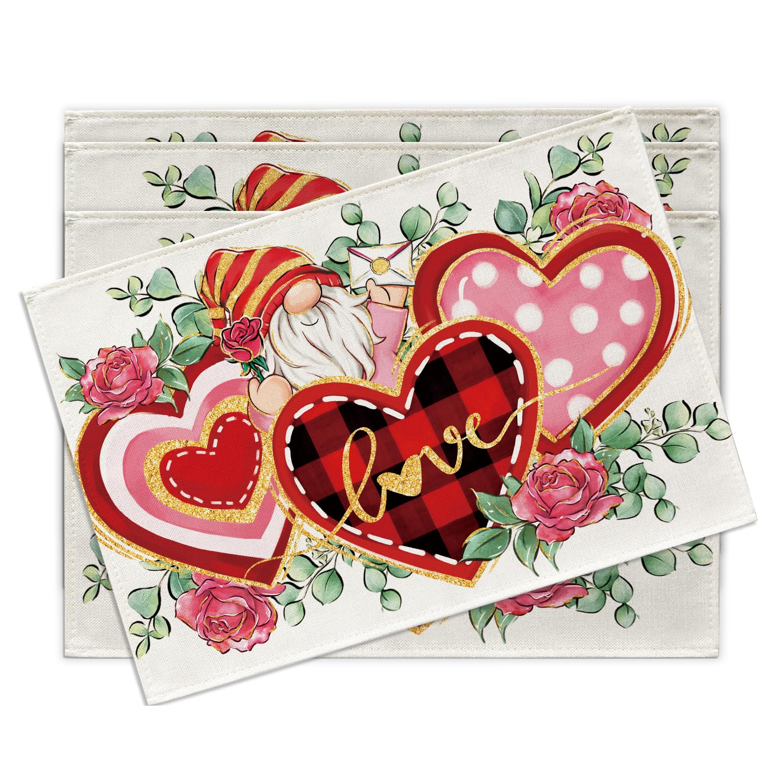 Valentines Day Placemats Set of 4, Red Pink White Love Heart Buffalo Plaid Check Dining Place Mats Table Decor 4Pcs-12 X18
Valentines Day Placemats Set of 4, Red Pink White Love Heart Buffalo Plaid Check Dining Place Mats Table Decor 4Pcs-12 X18