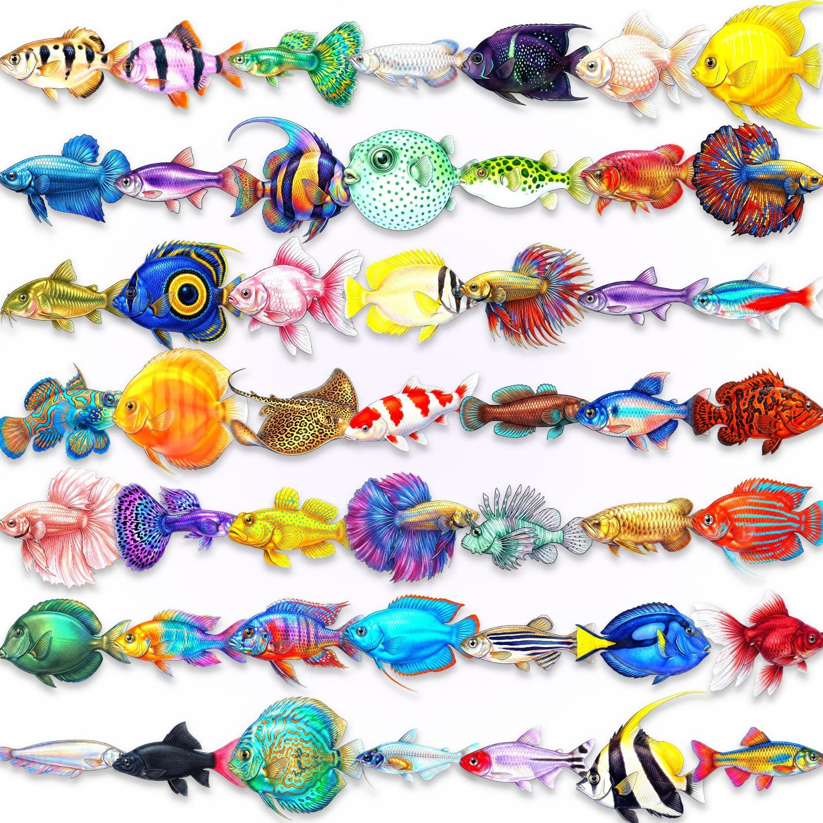 50 Creative Fish Stickers, All Kinds Of Non-Repeating Colored Fish Decorative Materials Waterproof Pet Stickers
50 Creative Fish Stickers, All Kinds Of Non-Repeating Colored Fish Decorative Materials Waterproof Pet Stickers