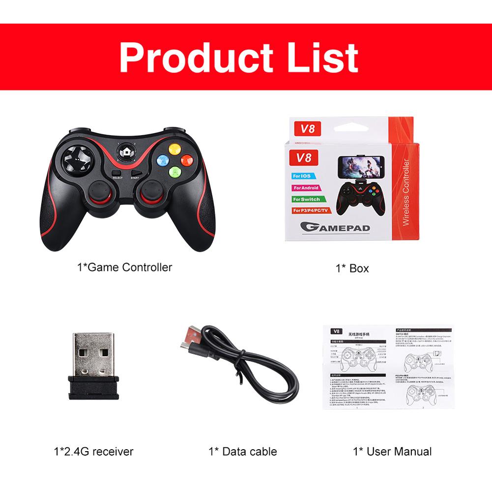 V8 2.4G Bluetooth Gaming Controllers Wireless Game Controller Gamepad Joystick For Android/iOS Mobile Phone/ TV/ PC Laptop/ PS3 чорний
V8 2.4G Bluetooth Gaming Controllers Wireless Game Controller Gamepad Joystick For Android/iOS Mobile Phone/ TV/ PC Laptop/ PS3 чорний