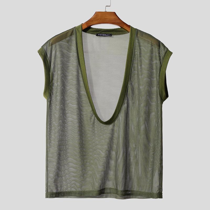 INCERUN Мужские майки с глубоким U-образным вырезом, без рукавов, сетчатые, прозрачные, для вечеринок, клубов S зелёный
INCERUN Мужские майки с глубоким U-образным вырезом, без рукавов, сетчатые, прозрачные, для вечеринок, клубов S зелёный