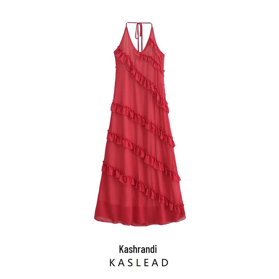 2024 Winter Women s Red Spaghetti Strap Ruffle Dress - European & American Style Fashion Small красный
2024 Winter Women s Red Spaghetti Strap Ruffle Dress - European & American Style Fashion Small красный