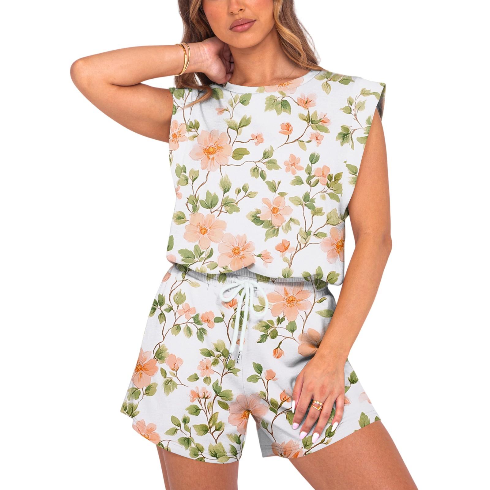 Women s Jumpsuit Floral Print Spring Summer Cap Sleeves Adjustable Drawstring Waist Comfortable Casual Short Jumpsuit With Pockets L
Women s Jumpsuit Floral Print Spring Summer Cap Sleeves Adjustable Drawstring Waist Comfortable Casual Short Jumpsuit With Pockets L