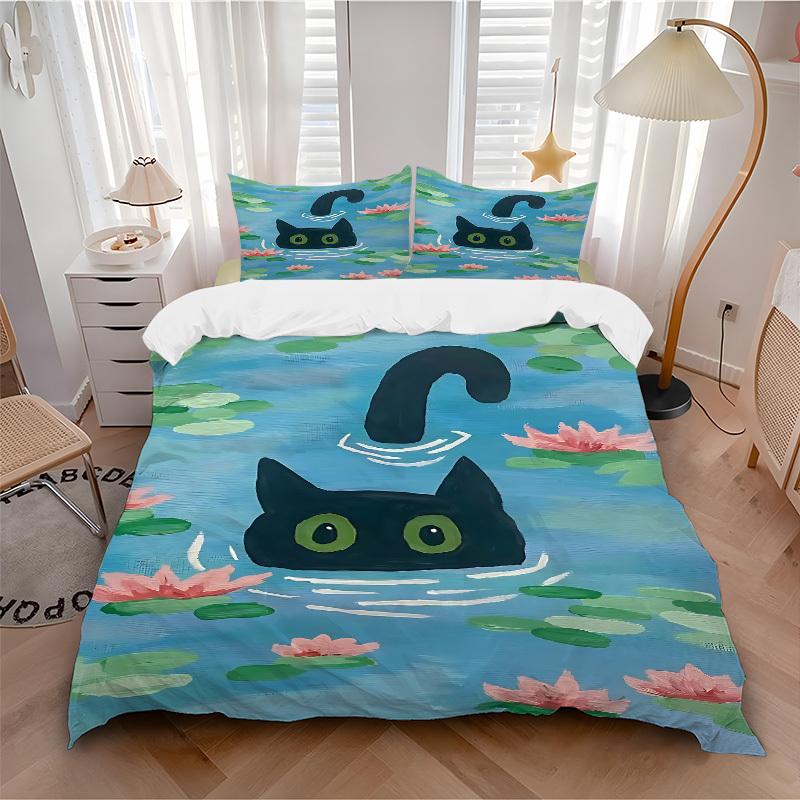 3pcs Cat Pond print bedding quilt cover, soft and comfortable quilt cover suitable for bedroom and guest room175 135x200cm
3pcs Cat Pond print bedding quilt cover, soft and comfortable quilt cover suitable for bedroom and guest room175 135x200cm