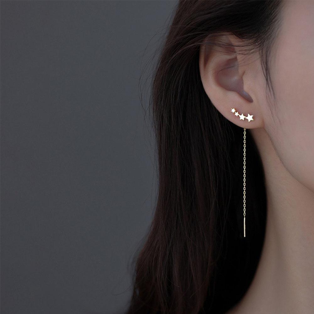 Asymmetric Temperament Long Chain Copper Plating Jewelry Stud Earrings Star Earrings Earline
Asymmetric Temperament Long Chain Copper Plating Jewelry Stud Earrings Star Earrings Earline