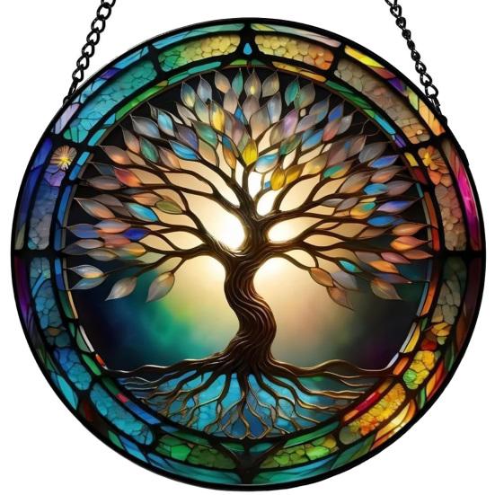 Stained Glass Window Hanging Decoration Round Suncatcher Panel Home Office Living Room Garden Yard Patio Window Hanging Ornament J
Stained Glass Window Hanging Decoration Round Suncatcher Panel Home Office Living Room Garden Yard Patio Window Hanging Ornament J