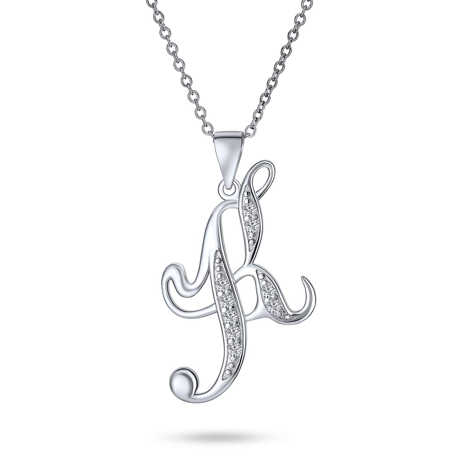 ABC Cubic Zirconia Paved CZ Cursive Script Letter Alphabet Initial K Pendant Necklace for Women Sterling Silver
ABC Cubic Zirconia Paved CZ Cursive Script Letter Alphabet Initial K Pendant Necklace for Women Sterling Silver