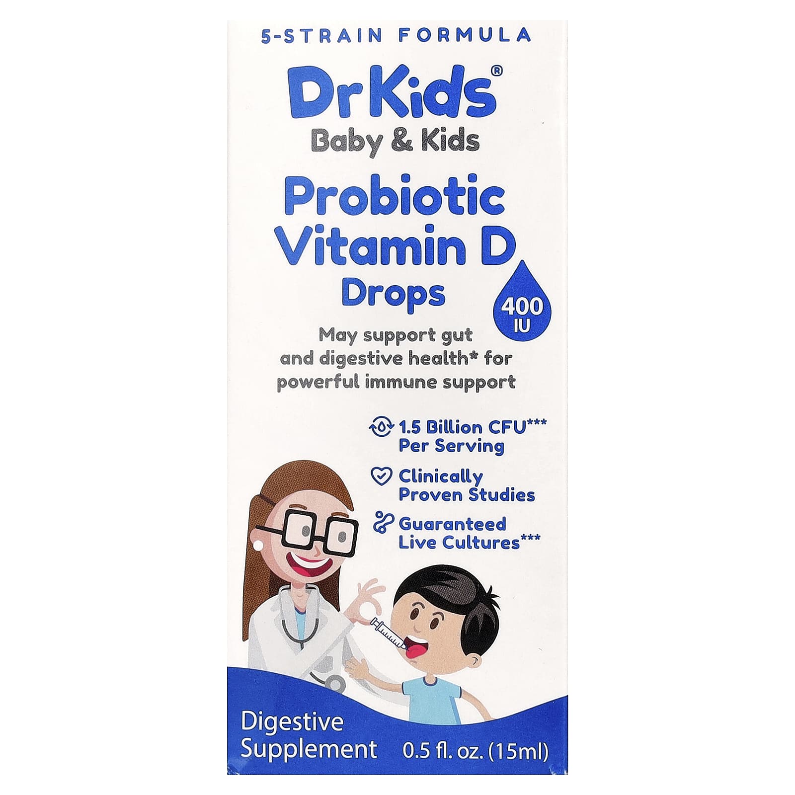 DrKids, Baby & Kids, Probiotic Vitamin D Drops, 15ml (0.5 fl oz)
DrKids, Baby & Kids, Probiotic Vitamin D Drops, 15ml (0.5 fl oz)