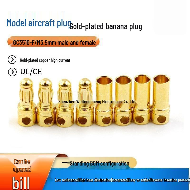 Amass 3.5mm Gold-Plated Banana Plug Set (Male/Female) for Model Aircraft Motors & ESCs Female Plug
Amass 3.5mm Gold-Plated Banana Plug Set (Male/Female) for Model Aircraft Motors & ESCs Female Plug