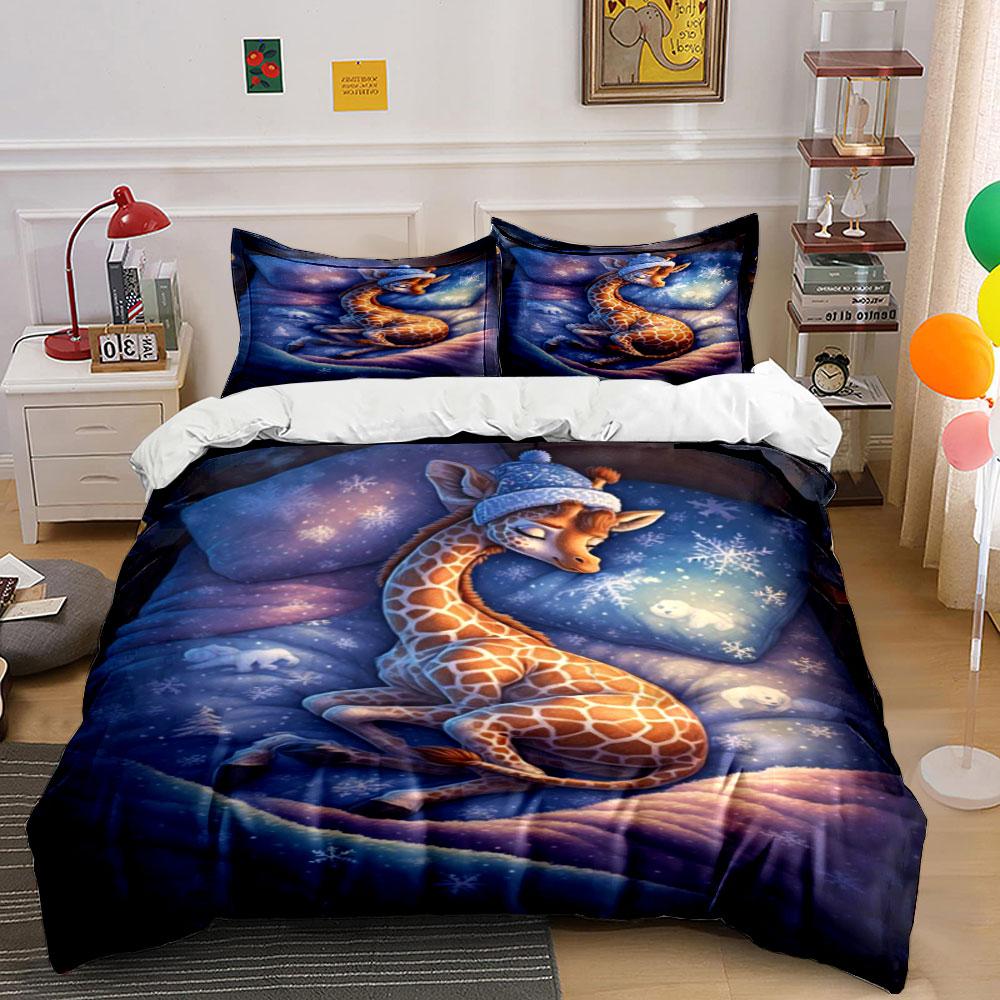 Sleeping giraffe with snowflakes. Bedding sets Duvet cover sets Duvet covers Pillowcases(1 * Duvet Cover 2 * Pillowcases, without duvet insert) 135x200cm
Sleeping giraffe with snowflakes. Bedding sets Duvet cover sets Duvet covers Pillowcases(1 * Duvet Cover 2 * Pillowcases, without duvet insert) 135x200cm