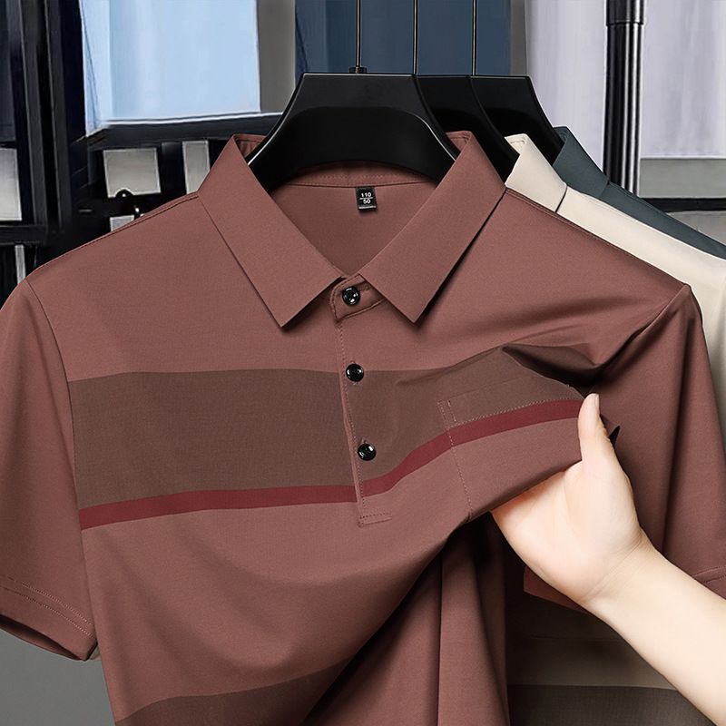 Men s Striped Short Sleeve Polo Shirt With Pocket Turn Down Collar Casual Business Breathable Summer Tops M
Men s Striped Short Sleeve Polo Shirt With Pocket Turn Down Collar Casual Business Breathable Summer Tops M