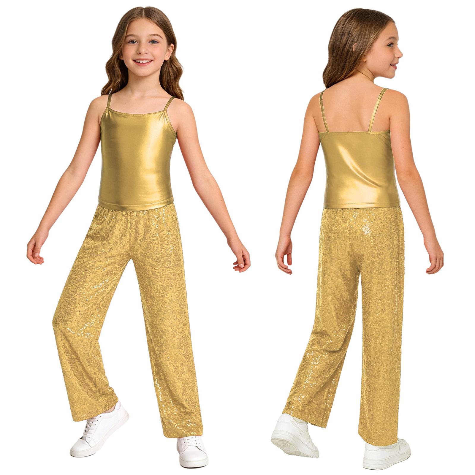 Kids Girls Jazz Dance Outfit Spaghetti Strap Metallic Camisole with Elastic Waistband Sparkling Sequin Pants for Stage Performance золотой
Kids Girls Jazz Dance Outfit Spaghetti Strap Metallic Camisole with Elastic Waistband Sparkling Sequin Pants for Stage Performance золотой