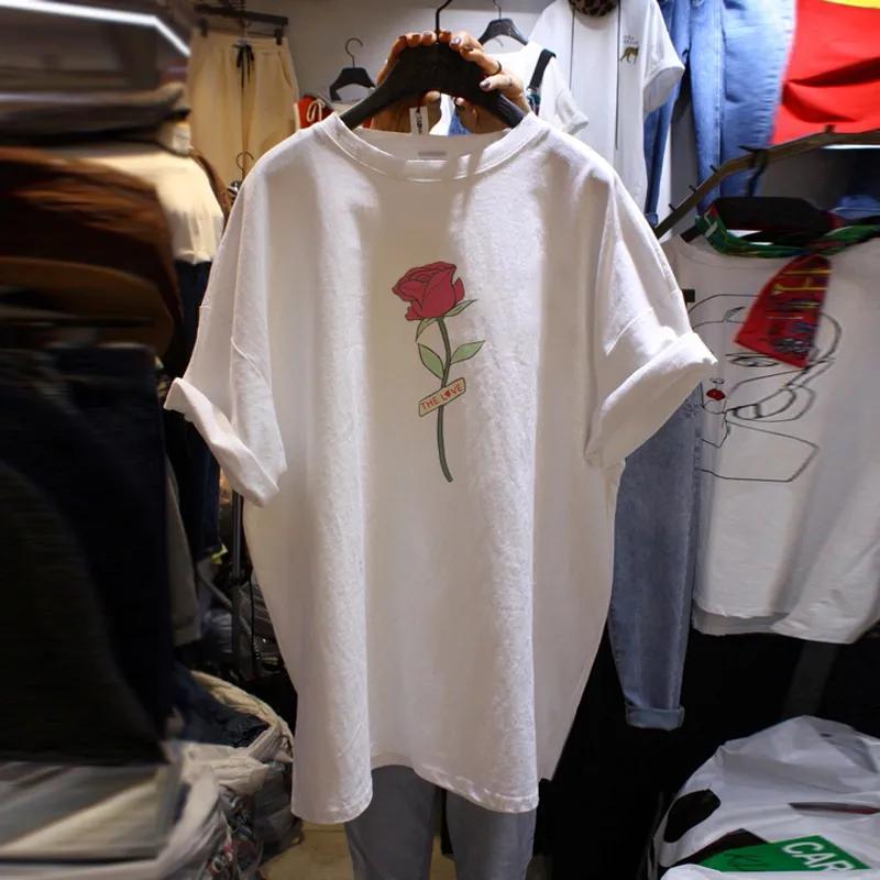 Women s Oversized White T-shirt Rose Print Short Sleeve Casual Loose Fit Tee L білий
Women s Oversized White T-shirt Rose Print Short Sleeve Casual Loose Fit Tee L білий