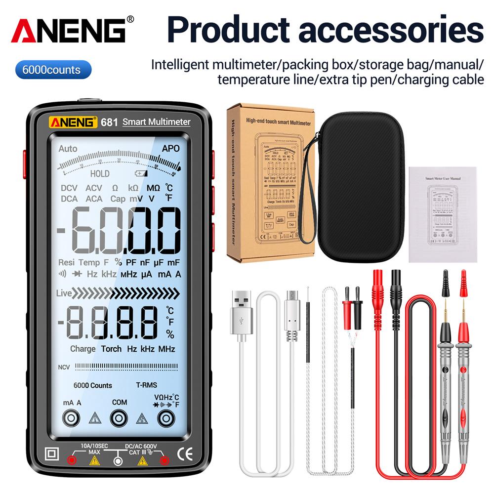 ANENG 681 Rechargable Digital Professional Multimeter Non-contact Voltage Tester AC/DC Voltage Meter LCD Screen Current Tester
ANENG 681 Rechargable Digital Professional Multimeter Non-contact Voltage Tester AC/DC Voltage Meter LCD Screen Current Tester