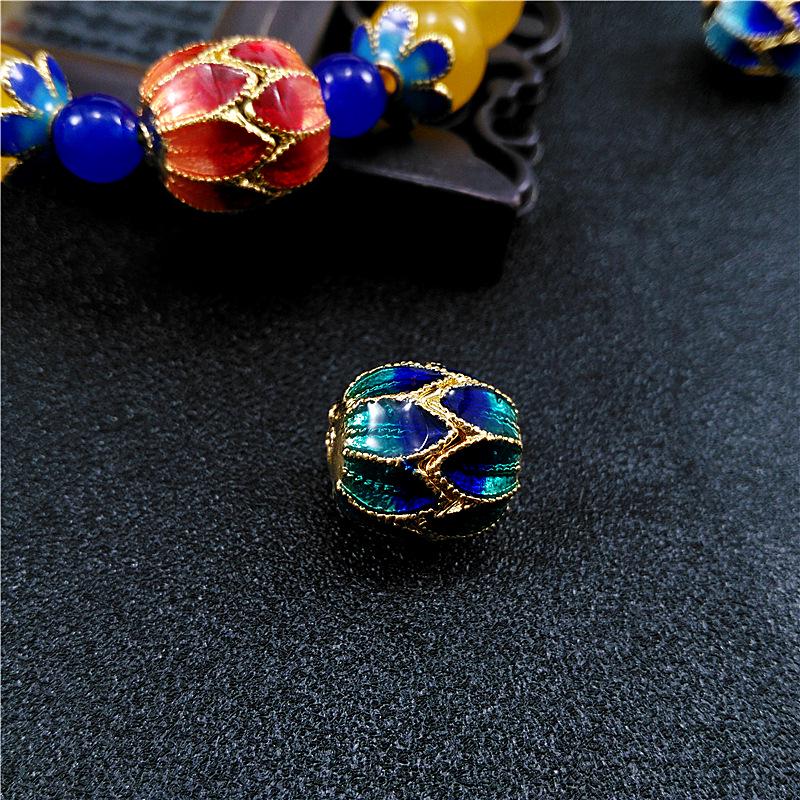 Перегородчатая эмаль Агат и Янтарь Воск Пчелиный Браслет с бусинами из Жадеита и Чистой Медной Эмали