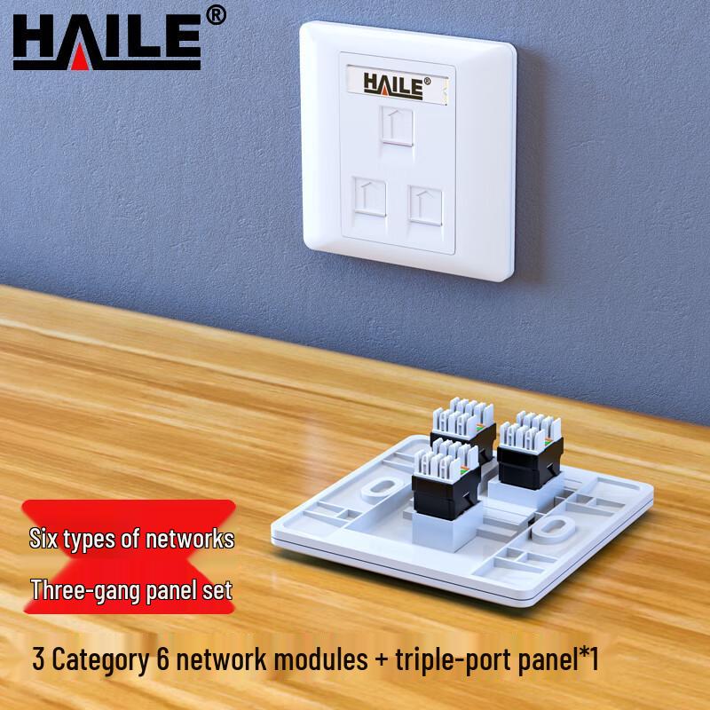 HAILE HT-863C6 Network Panel: 3-Port Panel with Three Category 6 Modules
HAILE HT-863C6 Network Panel: 3-Port Panel with Three Category 6 Modules
