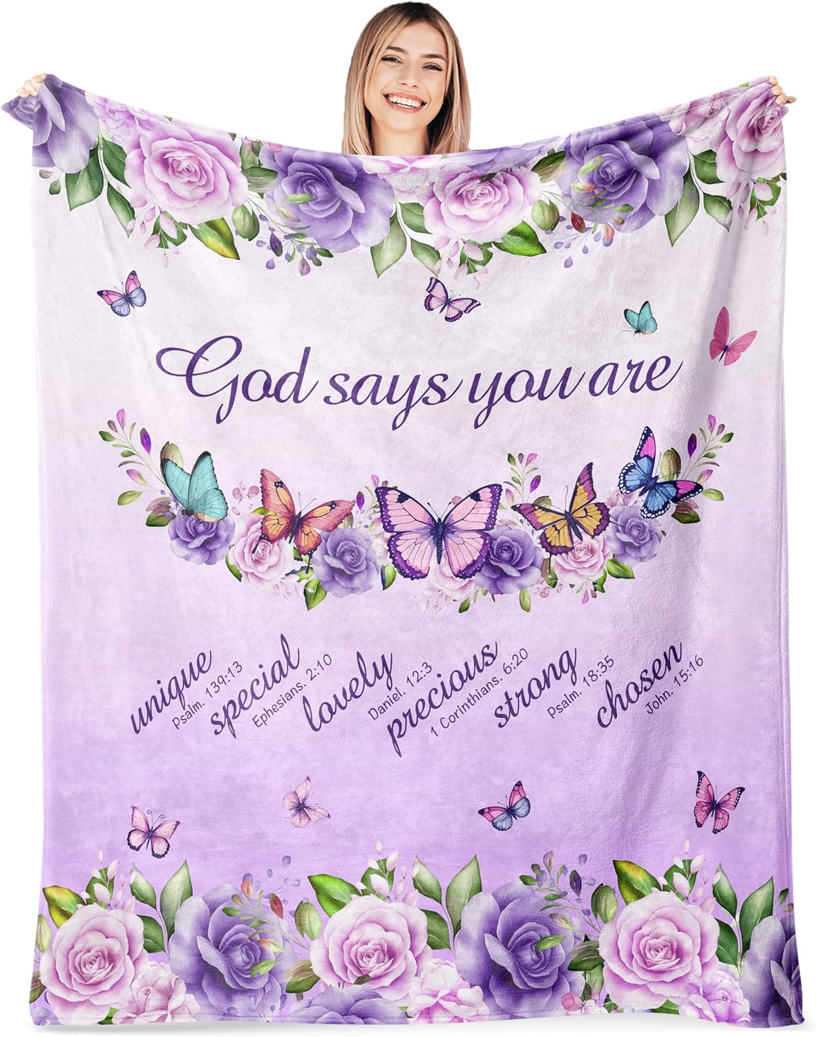 Purple Roses Butterflies Faith Quote Fleece Blanket Religious Design Soft Warm Throw Boho Interior Decoration Bedding Cover 70x100cm28x39in
Purple Roses Butterflies Faith Quote Fleece Blanket Religious Design Soft Warm Throw Boho Interior Decoration Bedding Cover 70x100cm28x39in