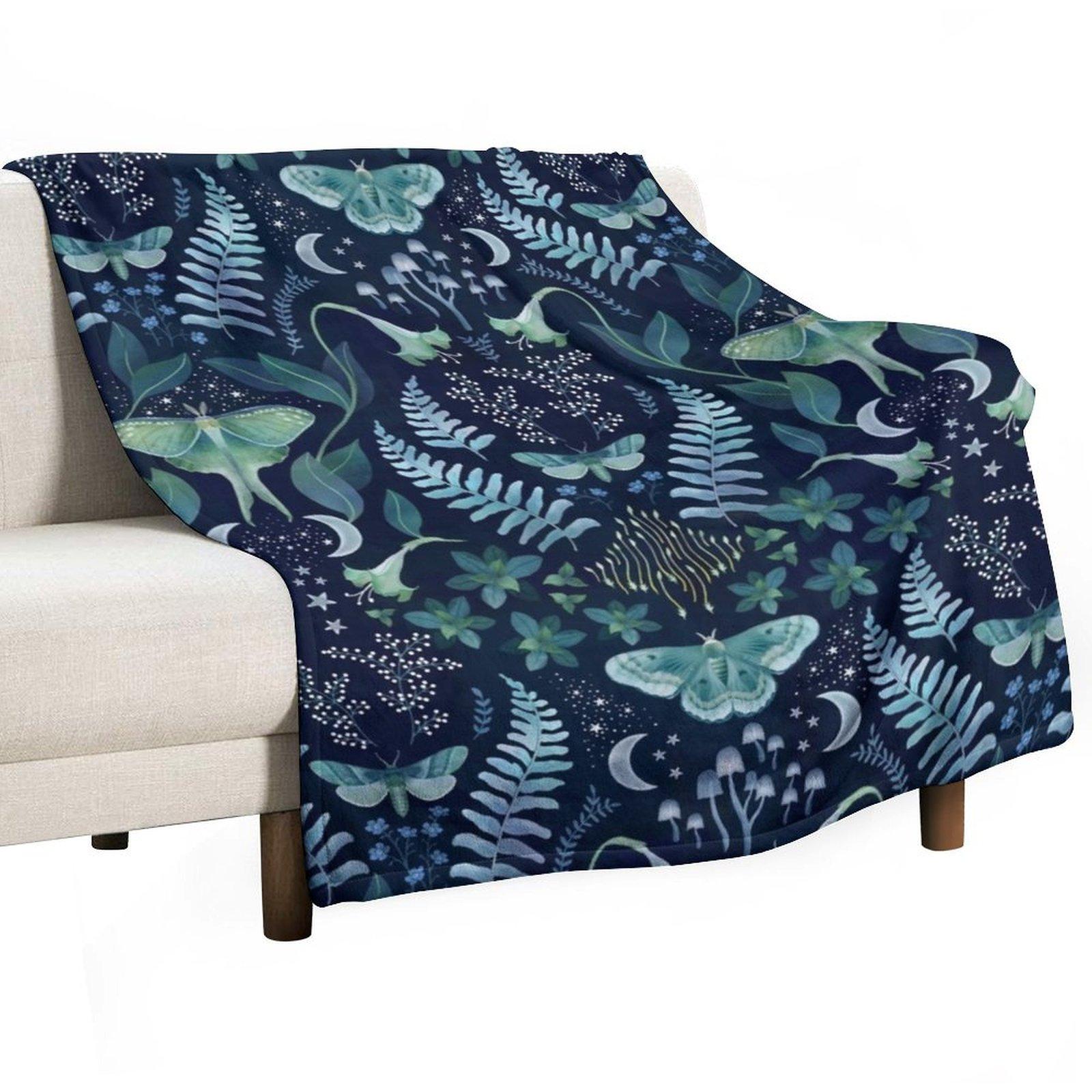 Leafy evening moth garden damask on deepest blue Throw Blanket decorative Bed for sofa Luxury Blankets 30x40in
Leafy evening moth garden damask on deepest blue Throw Blanket decorative Bed for sofa Luxury Blankets 30x40in
