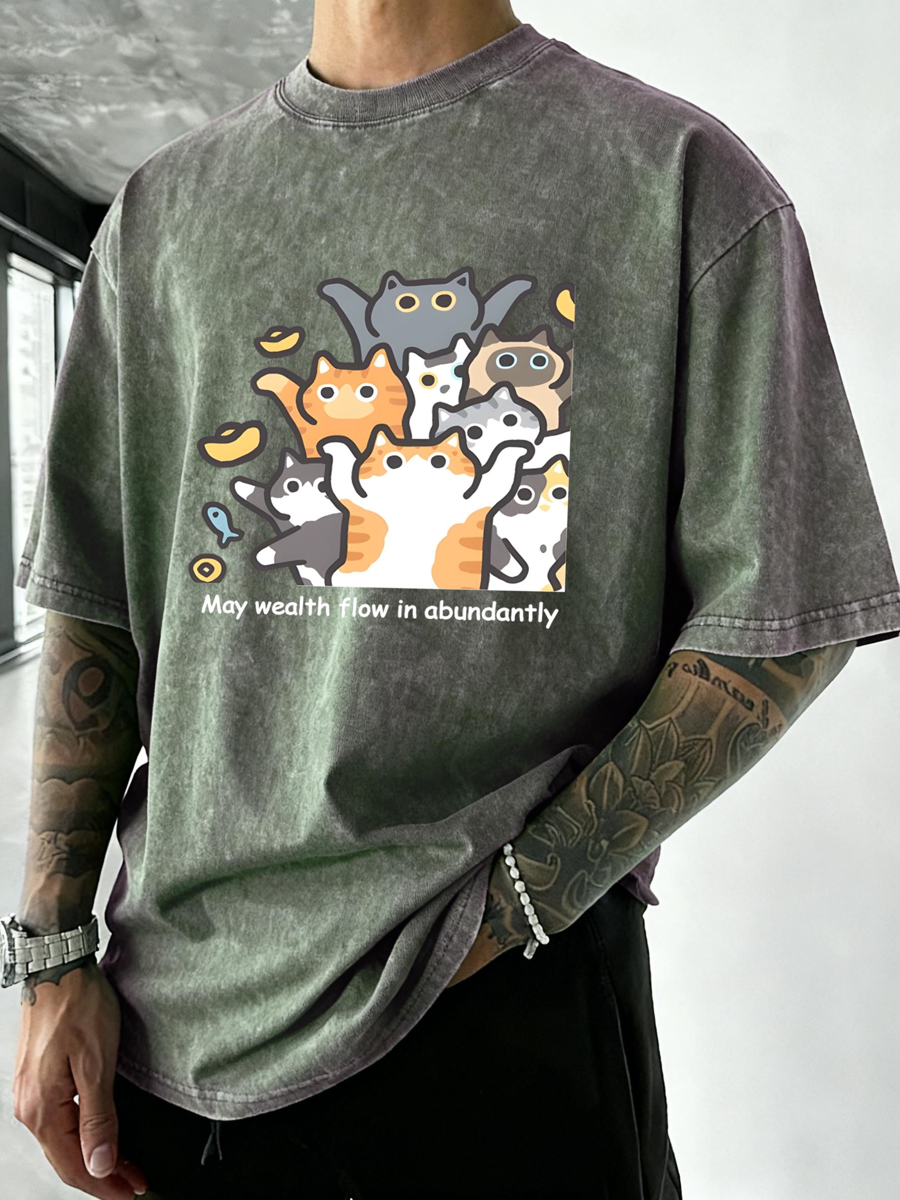Happy Money Cartoon Cats Prints Man Washed T Shirt Oversize Casual Tee Shirts Cotton Summer Streetwear Comfortable Short Sleeve S
Happy Money Cartoon Cats Prints Man Washed T Shirt Oversize Casual Tee Shirts Cotton Summer Streetwear Comfortable Short Sleeve S