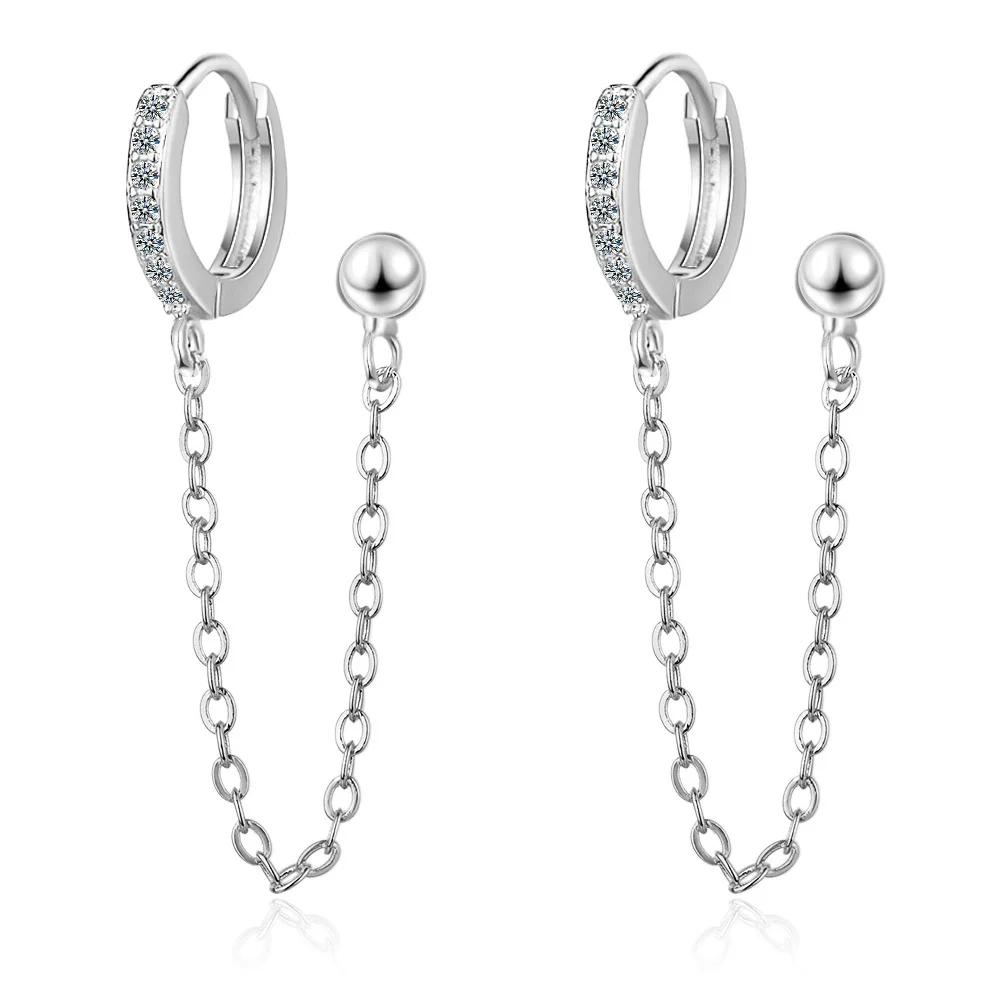 Newest Double Ear Hole Sterling Silver Chain Earrings for Women Gift Gold Color Long Tassel Ball Earrings Oorbellen срібний
Newest Double Ear Hole Sterling Silver Chain Earrings for Women Gift Gold Color Long Tassel Ball Earrings Oorbellen срібний