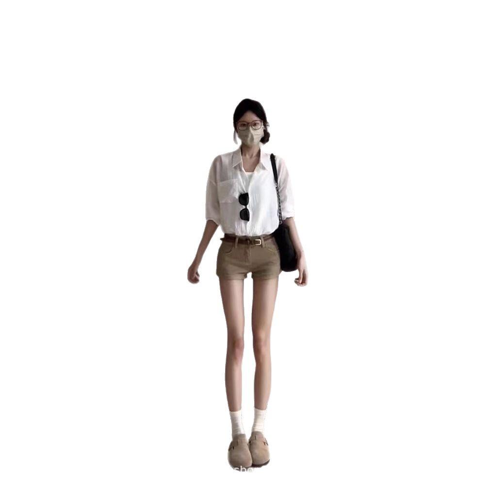 2025 Women s Retro Khaki Elastic High-Waist Denim Shorts - A-Line Slimming Fit Extra Large хаки
2025 Women s Retro Khaki Elastic High-Waist Denim Shorts - A-Line Slimming Fit Extra Large хаки