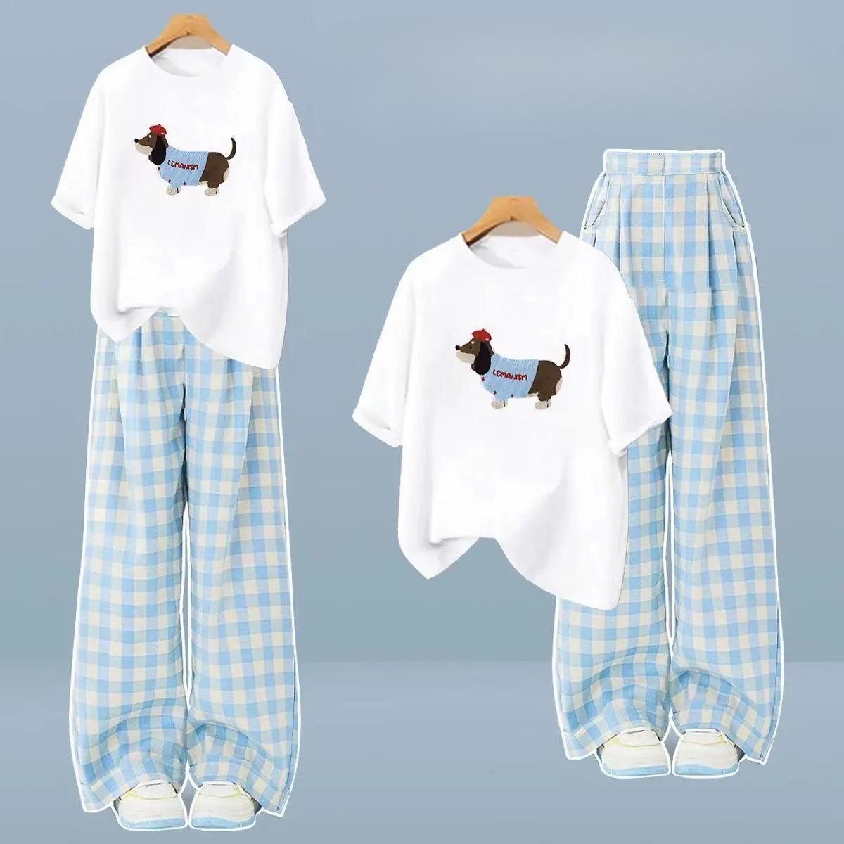 Summer Suit Short-sleeved T-shirt Women Sweet Loose Casual Wide-leg Pants Two-piece Suit XXL
Summer Suit Short-sleeved T-shirt Women Sweet Loose Casual Wide-leg Pants Two-piece Suit XXL