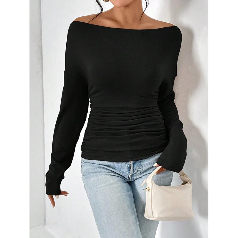 Sexy Off Shoulder Long Sleeve T Shirt Women Solid Color Casual Slim Top Lady Spring Autumn Basic Tees Korean Style Youth Blouses S чёрный
Sexy Off Shoulder Long Sleeve T Shirt Women Solid Color Casual Slim Top Lady Spring Autumn Basic Tees Korean Style Youth Blouses S чёрный