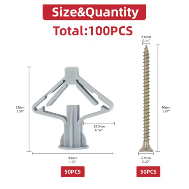 100pcs Drywall Anchor Kit Hollow Wall Anchors Plasterboard Plugs Screws Butterfly Expansion Tube Pipe 50 Set 1
100pcs Drywall Anchor Kit Hollow Wall Anchors Plasterboard Plugs Screws Butterfly Expansion Tube Pipe 50 Set 1