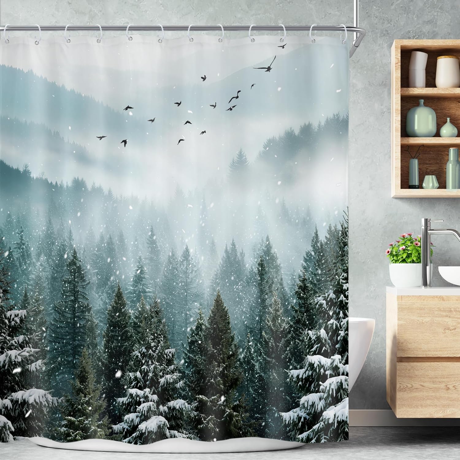 Winter Forest Shower Curtain Snowy Trees Mountain Scene Nature Art Peaceful Design Bath Decor Waterproof Fabric Home Accessories W60H190(CM)-1 Pcs
Winter Forest Shower Curtain Snowy Trees Mountain Scene Nature Art Peaceful Design Bath Decor Waterproof Fabric Home Accessories W60H190(CM)-1 Pcs