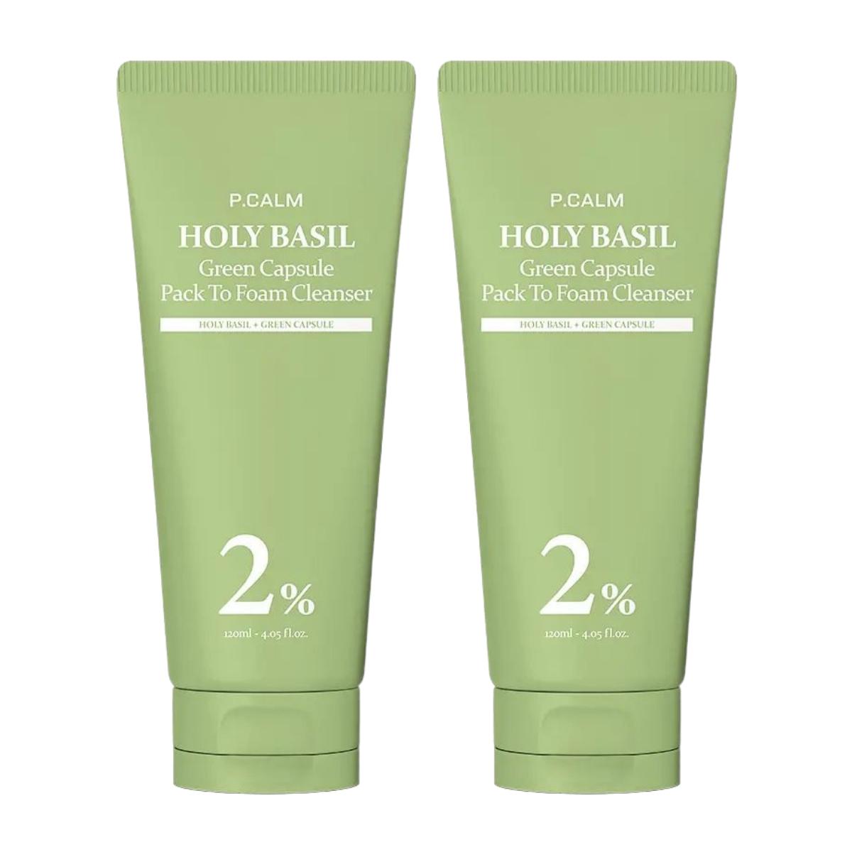 P.CALM Holy Basil Green Capsule Pack-to-Foam Cleanser 120ml 1+1 Duo, Deep Pore Purifying & Sebum Care
P.CALM Holy Basil Green Capsule Pack-to-Foam Cleanser 120ml 1+1 Duo, Deep Pore Purifying & Sebum Care