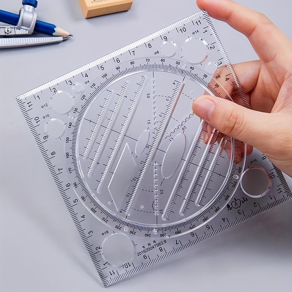 1 Set Multifunctional Rotatable Drawing Template - Geometric Measuring with Compass Scale, PVC Office Supplies for School & Art Design
1 Set Multifunctional Rotatable Drawing Template - Geometric Measuring with Compass Scale, PVC Office Supplies for School & Art Design