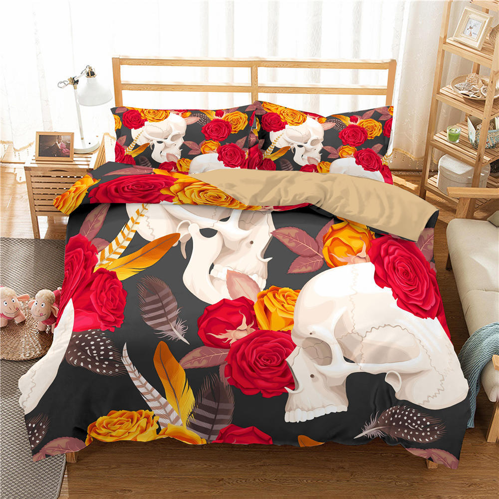3D комплект постільної білизни з головою черепа троянди Голова черепа квітка Підодіяльник Наволочка з мікрофібри з 2/3 предметів М’яка та зручна прикраса для дому Baby 100x135cm
3D комплект постільної білизни з головою черепа троянди Голова черепа квітка Підодіяльник Наволочка з мікрофібри з 2/3 предметів М’яка та зручна прикраса для дому Baby 100x135cm