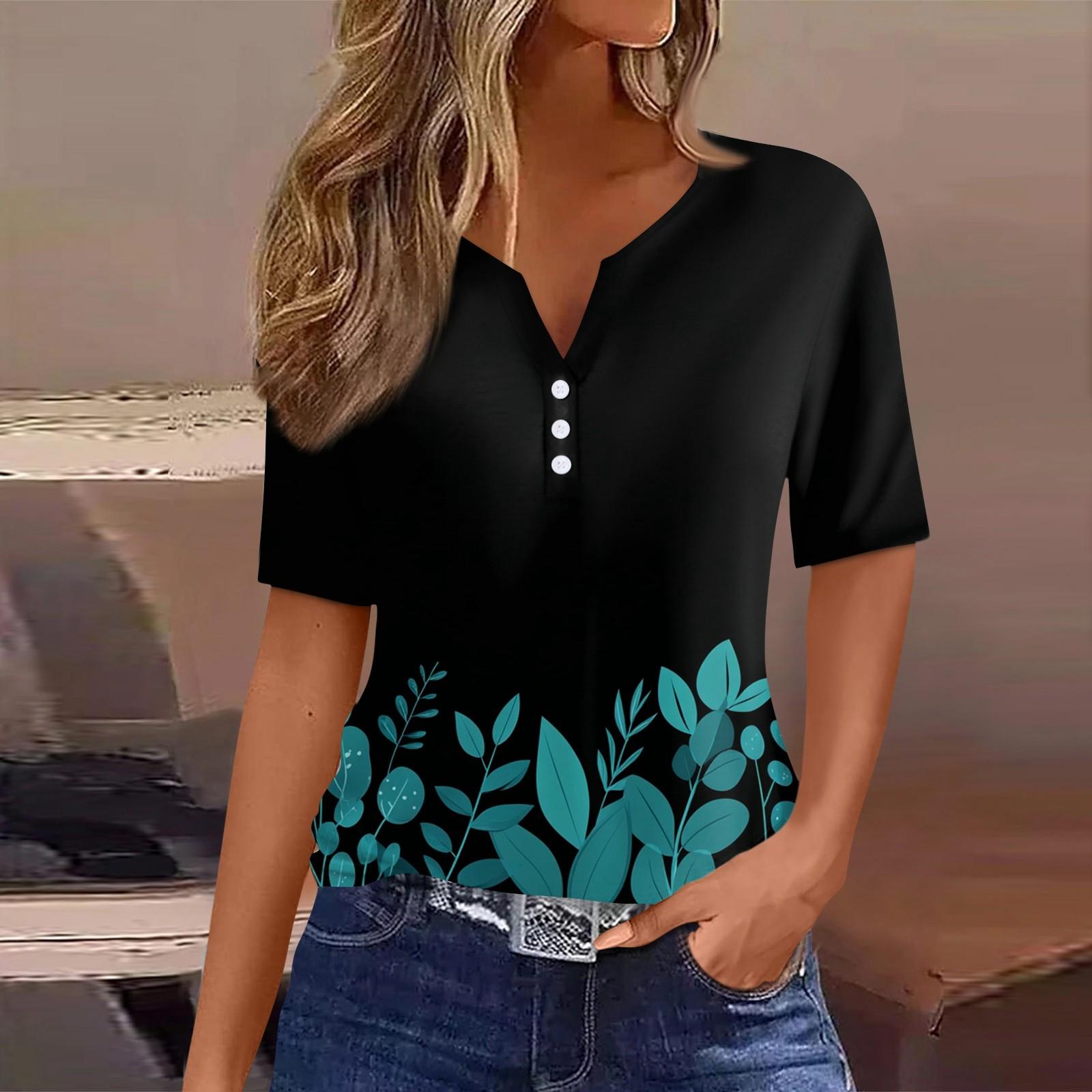 Женская повседневная футболка с коротким рукавом и V-образным вырезом, декоративная отделка пуговицами XXL циан
Женская повседневная футболка с коротким рукавом и V-образным вырезом, декоративная отделка пуговицами XXL циан