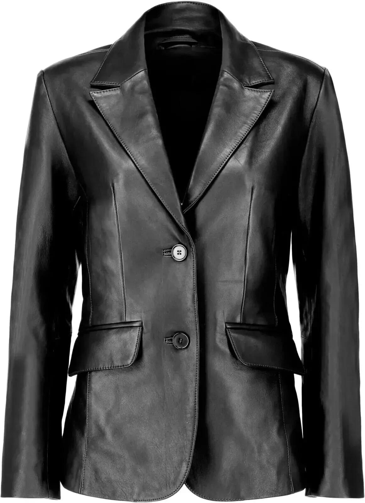 New Women Blazer Black Two- Button Genuine Lambskin Leather Handmade Classic Stylish 3XL чорний
New Women Blazer Black Two- Button Genuine Lambskin Leather Handmade Classic Stylish 3XL чорний