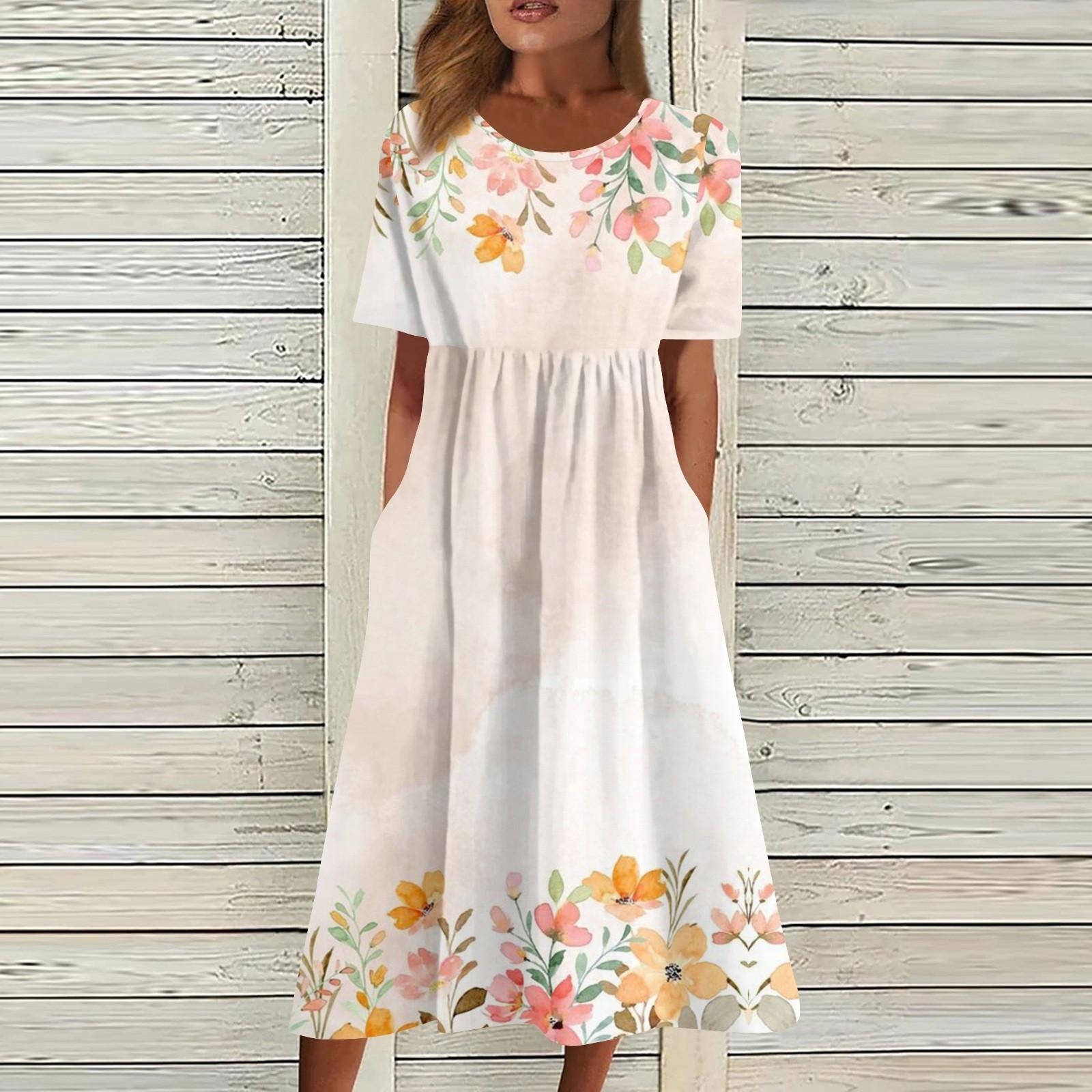 Женское струящееся платье миди в стиле бохо с цветочным принтом, повседневное свободное летнее платье с коротким рукавом для пляжного отдыха и карманами S жёлтый
Женское струящееся платье миди в стиле бохо с цветочным принтом, повседневное свободное летнее платье с коротким рукавом для пляжного отдыха и карманами S жёлтый