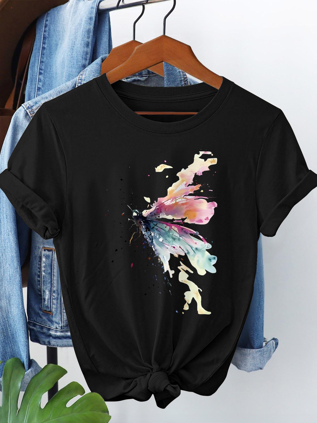 Футболка с принтом бабочек, с коротким рукавом, с круглым вырезом, повседневный топ для лета, женская одежда, простой дизайн, демонстрирующий естественный стиль, трендовый 4XL
Футболка с принтом бабочек, с коротким рукавом, с круглым вырезом, повседневный топ для лета, женская одежда, простой дизайн, демонстрирующий естественный стиль, трендовый 4XL